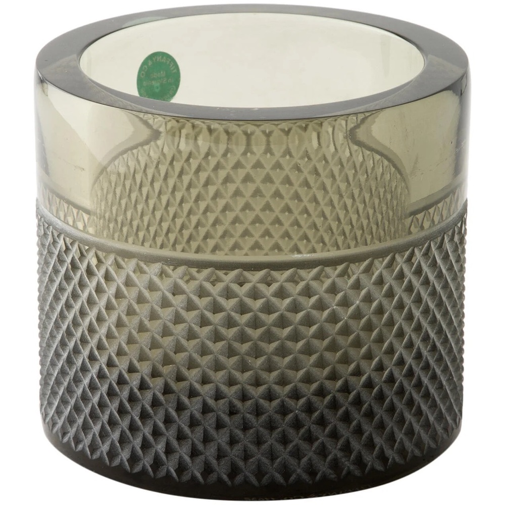 Tiffany & Co. Smoked Glass Diamond Textured Votive Candle Holder - Home Accents - Picture 2 of 5